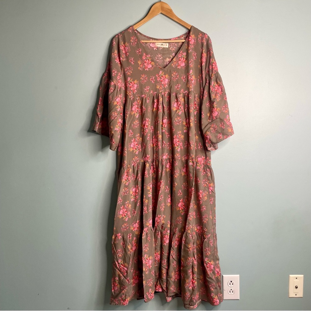 Natural Life Boho Charlotte Maxi Dress Charcoal Floral